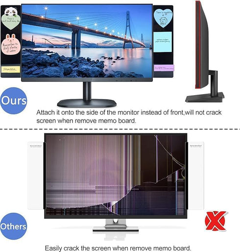 Yocoolfun 2 Pack Black Computer Monitor Memo Board for No Edge Monitors,Monitor Sticky Note Holder Computer Monitor
