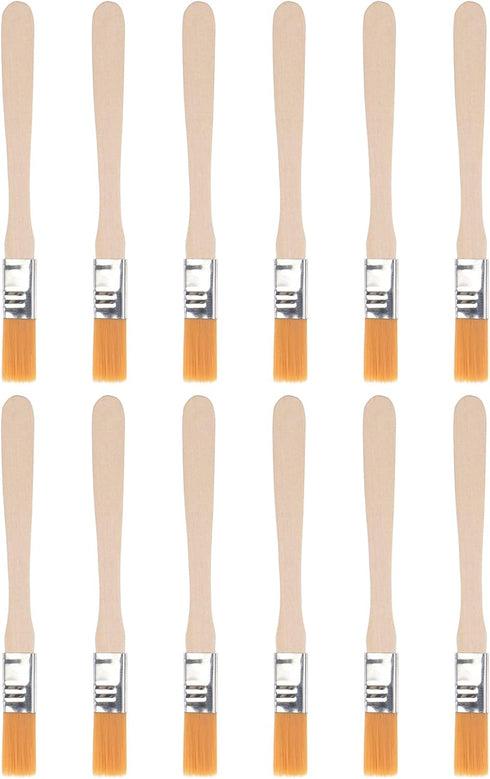 uxcell 5" Paint Brush - 0.5" Width Soft Nylon Bristle with Wood Handle for Wall, Cabinets, Fences, Yellow 12Pcs