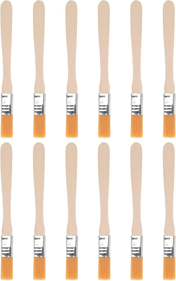 uxcell 5" Paint Brush - 0.5" Width Soft Nylon Bristle with Wood Handle for Wall, Cabinets, Fences, Yellow 12Pcs