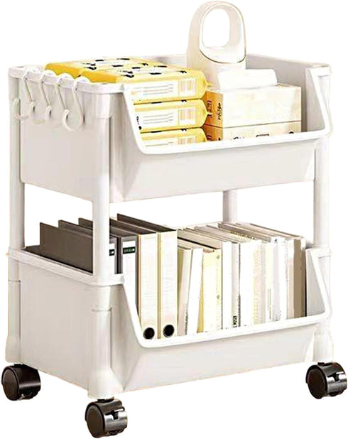 Generic Rolling Cart Organizer - Book Multi Tier Wheels, Toys Stationery Snacks, Small Room Narrow Space, Study