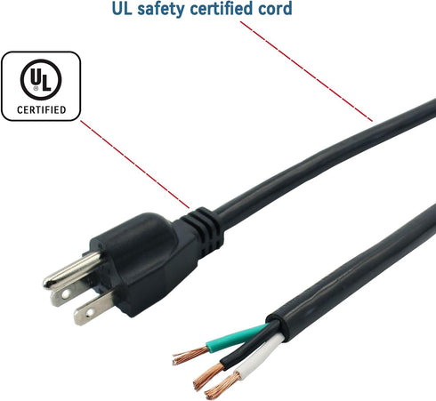 14 Gauge Replacement Power Cord, 8Ft Cable 110V 115V 120V for Appliance, NEMA 5-15P Plug
