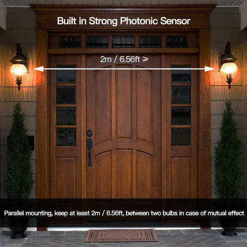 Bulb E26 7W LED(60W White(3000K), Setting Elrigs Motion Sensor Light with Dusk to Dawn Lights Sensor, Base