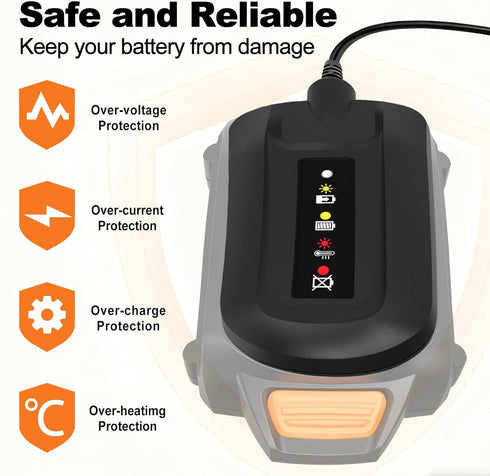 Koedsion WA3742 20V WA3525 WA3520 WA3578 20v WA3732 WA3875 WA3881 Charger Compatible with Worx Lithium Battery