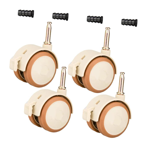 Holibanna 4Pcs Stem Casters with Brake, Swivel Silent Nylon Wheels for Nursery