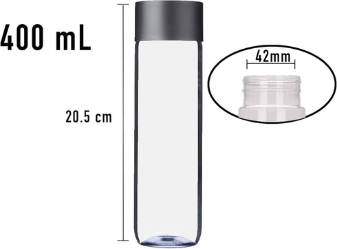 1-Pack Empty Plastic Juice Bottles with Caps - Reusable 400ml Durable Water Bottles for Smoothies and Crafts