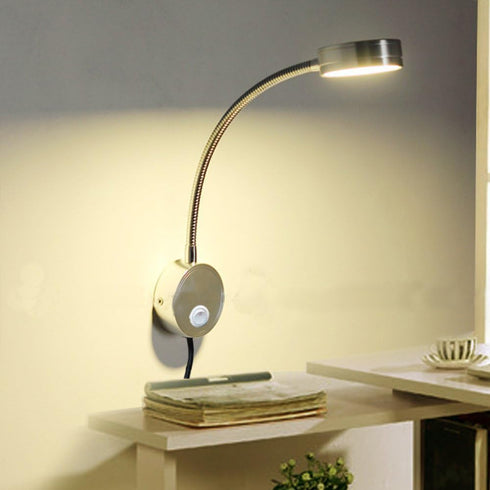 WeFoonLo 5W (03 Wall Mounted Reading Light Flexible Gooseneck LED Sconce Lamp with Plug & Switch for Bedroom, Office