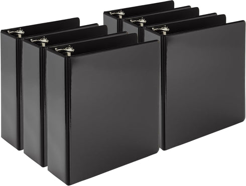 Samsill Economy 2 Inch Mini 3 Ring Binder, Made in The USA, 9.1" x 7.5" Round Ring Binder, Non-Stick Cover, Black, 6
