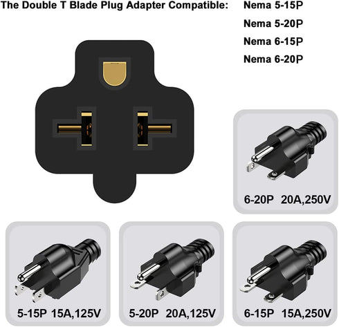1Ft 12AWG 15 Amp to 20-Amp Adapter Cable, Nema 5-15P to 5-20R, Heavy Duty 125V 15A to 20A Power Cord