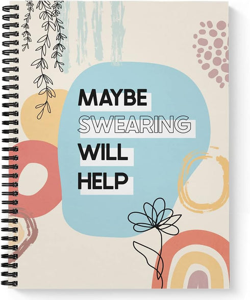 Softcover Swearing Helps Snarky Spiral Notebook, 8.5" x 11", 120 College Ruled Pages, Durable Gloss Laminated Cover