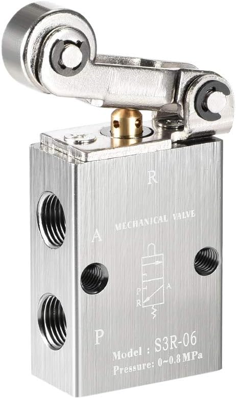 uxcell 2 Position 3 Way 1/8" PT Manual Hand Pull Pneumatic Solenoid Mechanical Valve, S3R-06