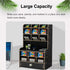Wooden Desk Organizer with Drawer, Large Capacity DIY Pen Holder Storage Box for Office, Home, School Supplies, Black