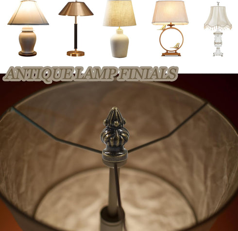 Biaungdo 3/8 Inch 1/4-27 Inch Antique Bronze Lamp Finial Cap Knob with Dual-Thread Screw, Lamp Shade Screw Cap Top