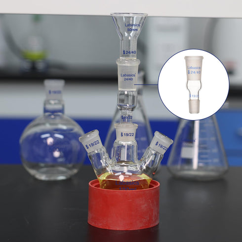 Enlarging Glass Adapter from 24/40 to 19/22 Glass Joint, Lab Glassware Supply