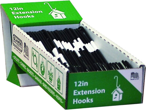 Glamos Galvanized Heavy Duty Extension Hooks, 12-Inch, 25-Pack
