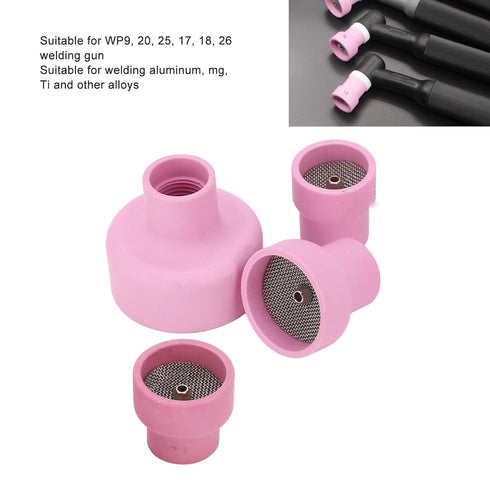 TIG Welding Cup Kit Set, Ceramic Cups 12# 14# 16# 24#, 2.4mm Center Hole Inner Dia for Equipment