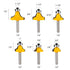 1/4 1/4 1/4-Inch Set Set 1/2", 3/8", 5/16" ,1/4",3/16",1/8" 6pcs roundover Router bit Shank Router bits Shank Shank