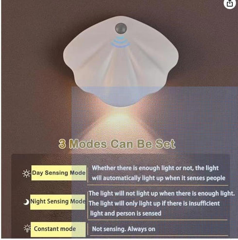 FLCXMSH 2 Pack 3 Dimming Motion Sensor Light Indoor Shell Rechargeable Night Light Wall Sconce Light Color Lamp