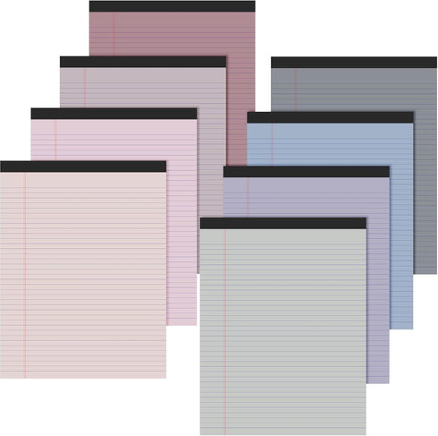 Fuutreo 8 Pcs 8.5'' x 11'' Colored Legal Pad Writing Pads, Narrow Ruled 50 Sheets, Office Supplies, Taro Color