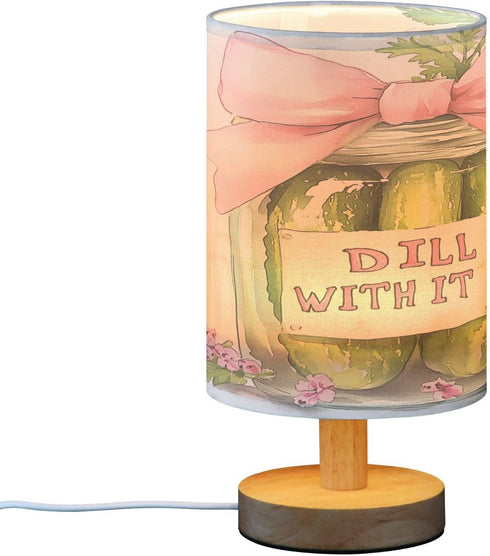 LFICRTAN Table LED Lamps Watercolor Cute Pickle Jar Bedroom Night Light Bedside Lamps with USB Ports Nightstand Lamps