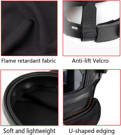 YCD 2 Set Piece Welding Helmet FR Cotton Front Bib & Rear Extended Hood with Press-In Seal, Full Protection, Fits Most