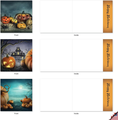 The Best Card Company 10 Assorted Halloween Note Cards (4 x 5.12 Inch) - Fun Spooky Kids Cards, Boxed Set