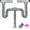 Double Sink Drain Kit, Flexible Sink Drain Pipe P Trap 1-1/2 & 1-1/4 Fits Kitchen Bathroom, Gray