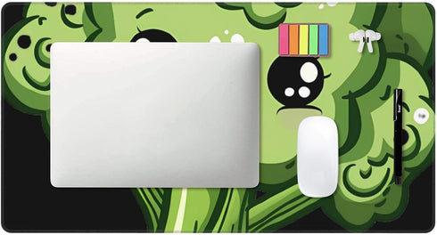 Adsygnt 16x29.5 Inch Cute Broccoli Gaming Mouse Pad Large - Non-Slip Desk Mat with Stitched Edges, Durable Textured