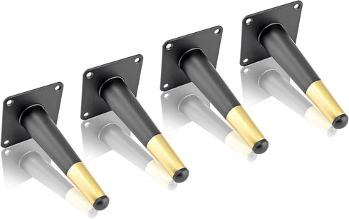 Seimneire 4pcs 6 Inch Furniture Legs, Straight Conical Metal Legs Matte Black Gold Mid-Century Style Furniture Feet