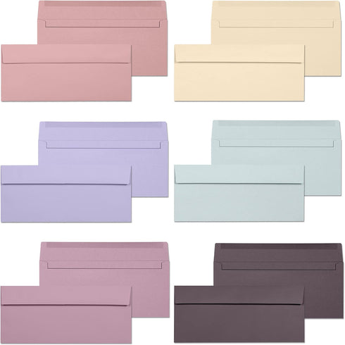 Business Envelopes, 120-Pack #10 Envelopes, 4 1/8 x 9 1/2 Inches, 6 Muted Pastel Colors