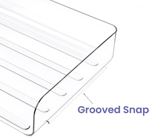 Tomorotec Desk Letter Tray Set, A4 Size Clear PET Stackable Document Organizer, Office Desktop File Paper Holder, Side