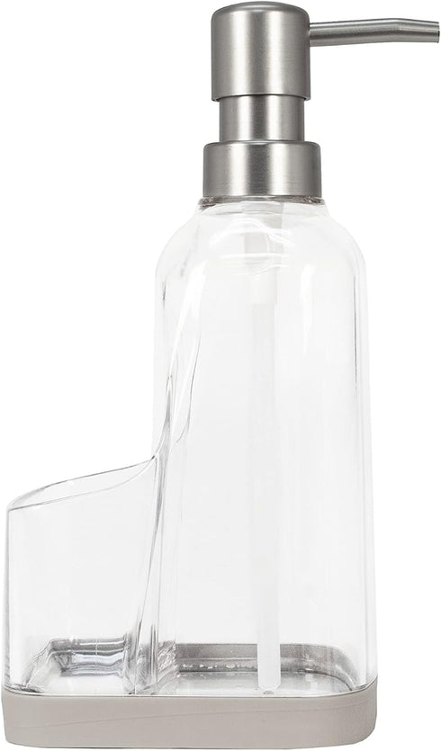 Spectrum Cora Kitchen Soap Dispenser with Sponge Holder for Kitchen Sink Organization, Easy to Clean Soap Pump Sponge