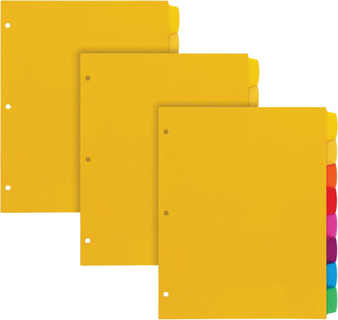 Oxford Write & Erase Plastic Binder Dividers, 8 Tab, Write On Tabs, Erase with Ballpoint Pen, 3 Sets, Asstd. Colors