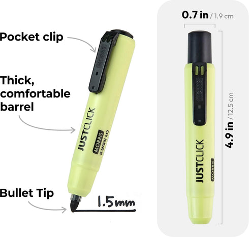 Carrotez 12 Count Retractable Permanent Markers, Thick Barrel, Low Odor, Bold Writing, Bullet Tip, Black