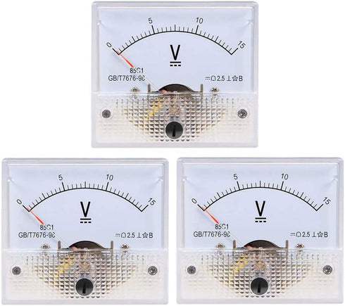 YXQ 0-15V Analog Voltmeter Panel 85C1-V Gauge Meter for Auto Circuit Measurement (DC 15V-3Pcs)