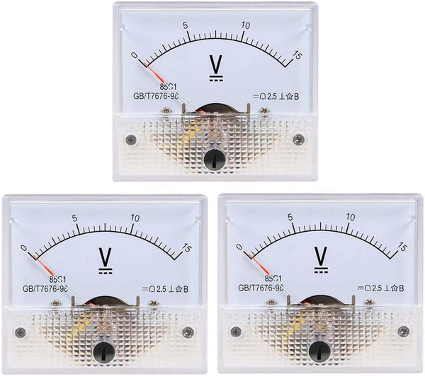 YXQ 0-15V Analog Voltmeter Panel 85C1-V Gauge Meter for Auto Circuit Measurement (DC 15V-3Pcs)