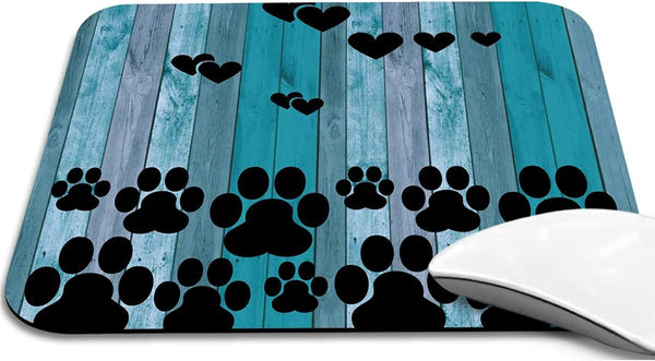 Rossy Mouse Pad, Dog Paw Prints on Wood Pattern Design, Customized Gaming Mousepad with Non-Slip Rubber Base