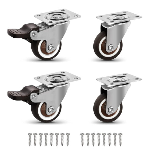 Molen 1" Low Profile TPR Casters Wheels Set of 4 for Small Box, Baby Crib, Clothes Box, Toy Box, Tool Box