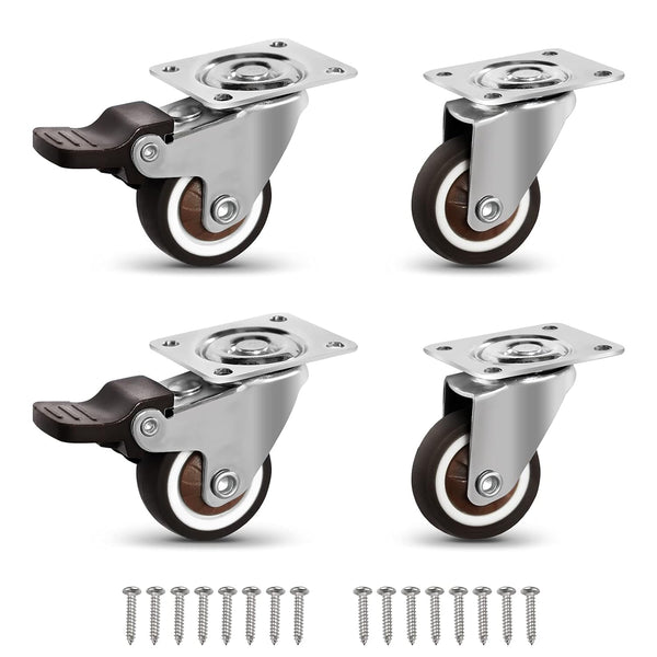 Molen 1" Low Profile TPR Casters Wheels Set of 4 for Small Box, Baby Crib, Clothes Box, Toy Box, Tool Box