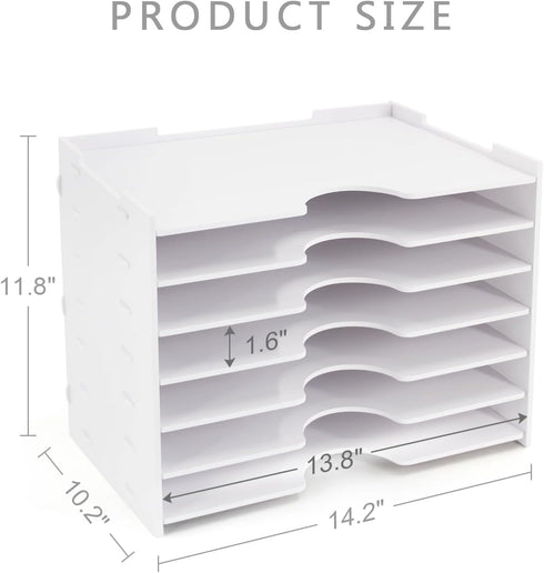SONGWAY File Organizer for Desk, 7 Tier Wide Document Holder, Letter Mail Tray Storage Rack, A4 Paper Storage