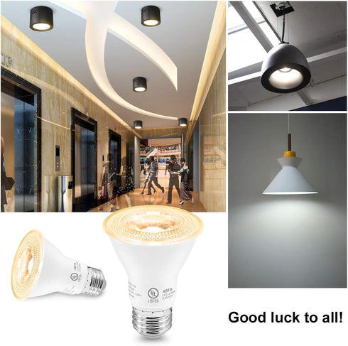 7W Par20 LED Bulb, 3000K Warm White Dimmable Flood Light, 50W Equivalent, 500 Lumens, E26 Base, 6 Pack