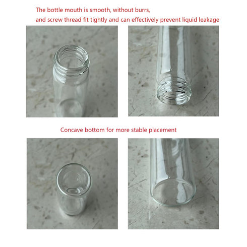 15ml Glass Vials with Screw Caps and Plastic Stoppers, Small Clear Liquid Sample Vial, Leak-Proof, 50PCS