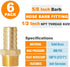 SUNGATOR Hose Barb Fittings, 5/8 Inch Barb to 1/2 Inch NPT Brass Air Hose Barb Fittings, 6 Pack Repair Fitting Kit