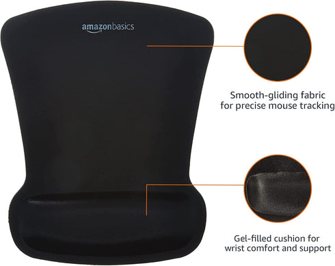 Amazon Basics 10.1L 8.1W inches, Irregular Ergonomic Gel Computer Mouse Pad with Wrist Support for Pain Relief