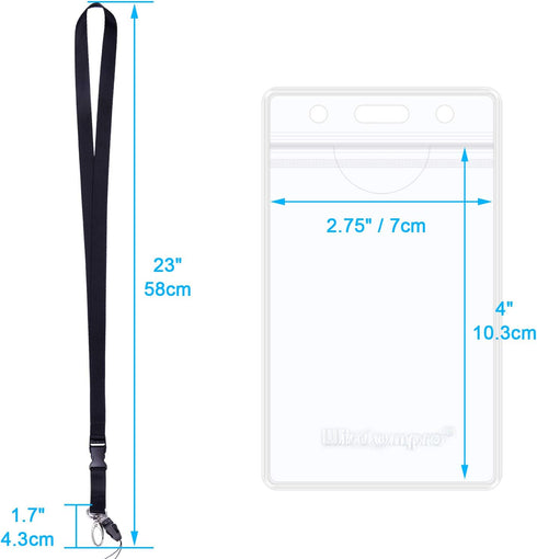 Cruise Lanyard Badge Holder, Wisdompro Vertical 2-Sided Waterproof Clear PVC ID Tag Holder with Ziplock and Heavy Duty