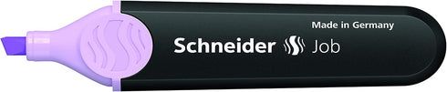 Schneider Job Pastel Highlighter, Chisel Tip 1 + 5 mm, Black Barrel, Lavender Ink, Box of 10 Highlighters (1528) -