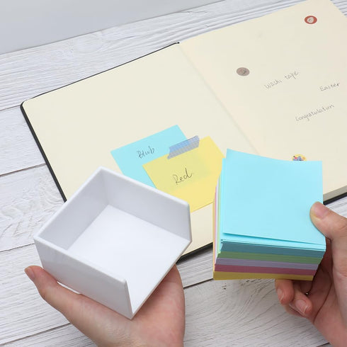 Memo Pads with Cube, 500Sheets Note Pads in Cube, 3x3 Inch White Note Holder and Non-Sticky Notepads, Colored Scratch Pads & Memo Holder for Home School Office