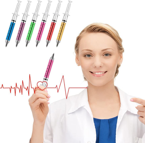 MultiColor Macaron Syringe Pens, Writes in Black Ink, Party Favors, Office Supplies (12 Color, 24 Pieces)