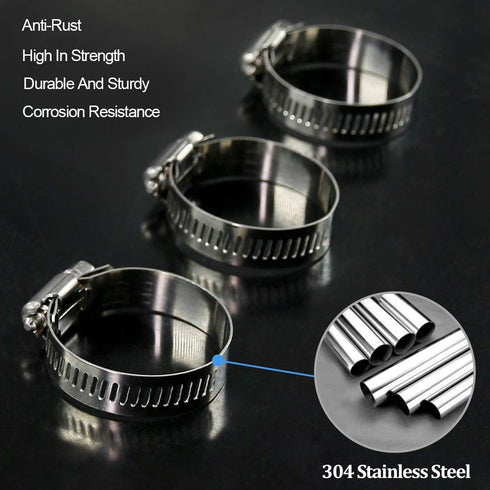 Glarks 20Pcs 304 Stainless Steel Adjustable Worm Gear Hose Clamps Assortment Kit, 21-44MM Range for Plumbing
