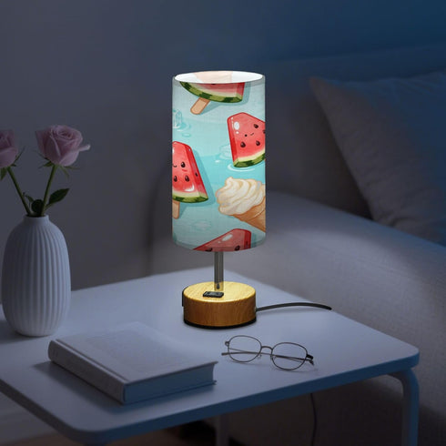MOOCG 3 Dimmable Watermelon Ice Cream Touch Control Table Lamp with Fabric Shade, Color Temperatures LED Desk Lamp, Eye