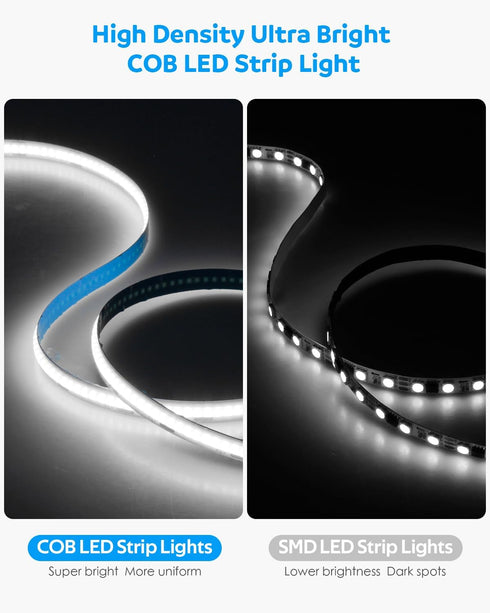 1M 5V 6000K Dimmable 3.28FT 320Leds 3D CRI>85 Aclorol COB LED Strip Light White USB Powered TV LED Backlights Flexible